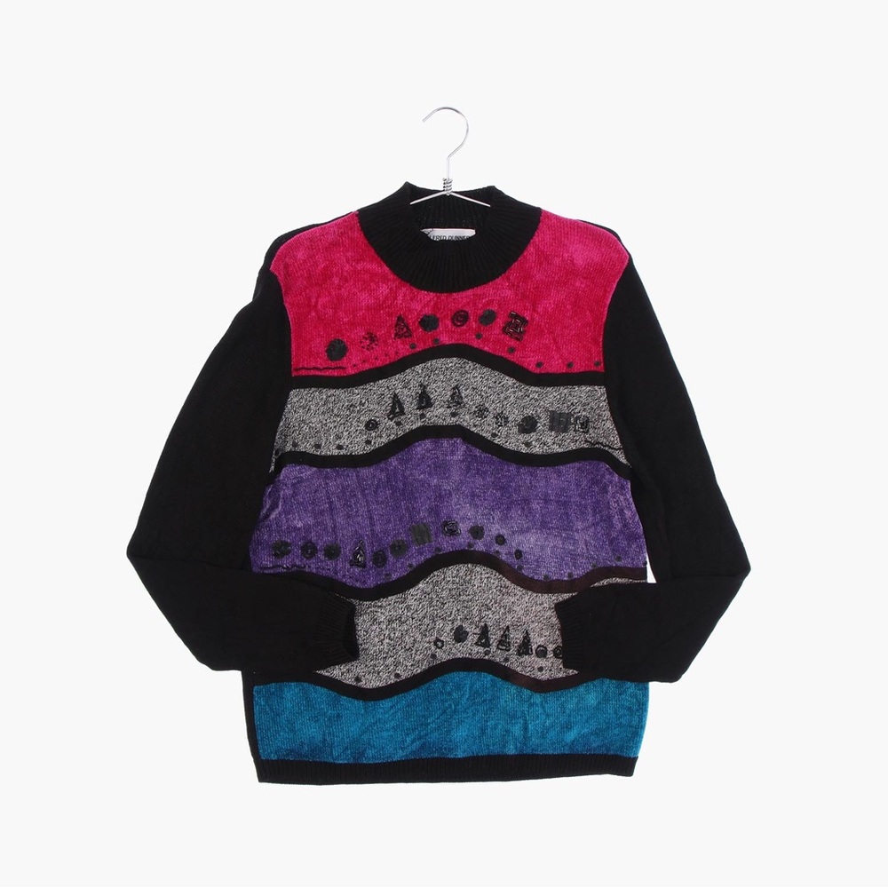 Alfred Dunner Color Block Sequined Sweater - image 1